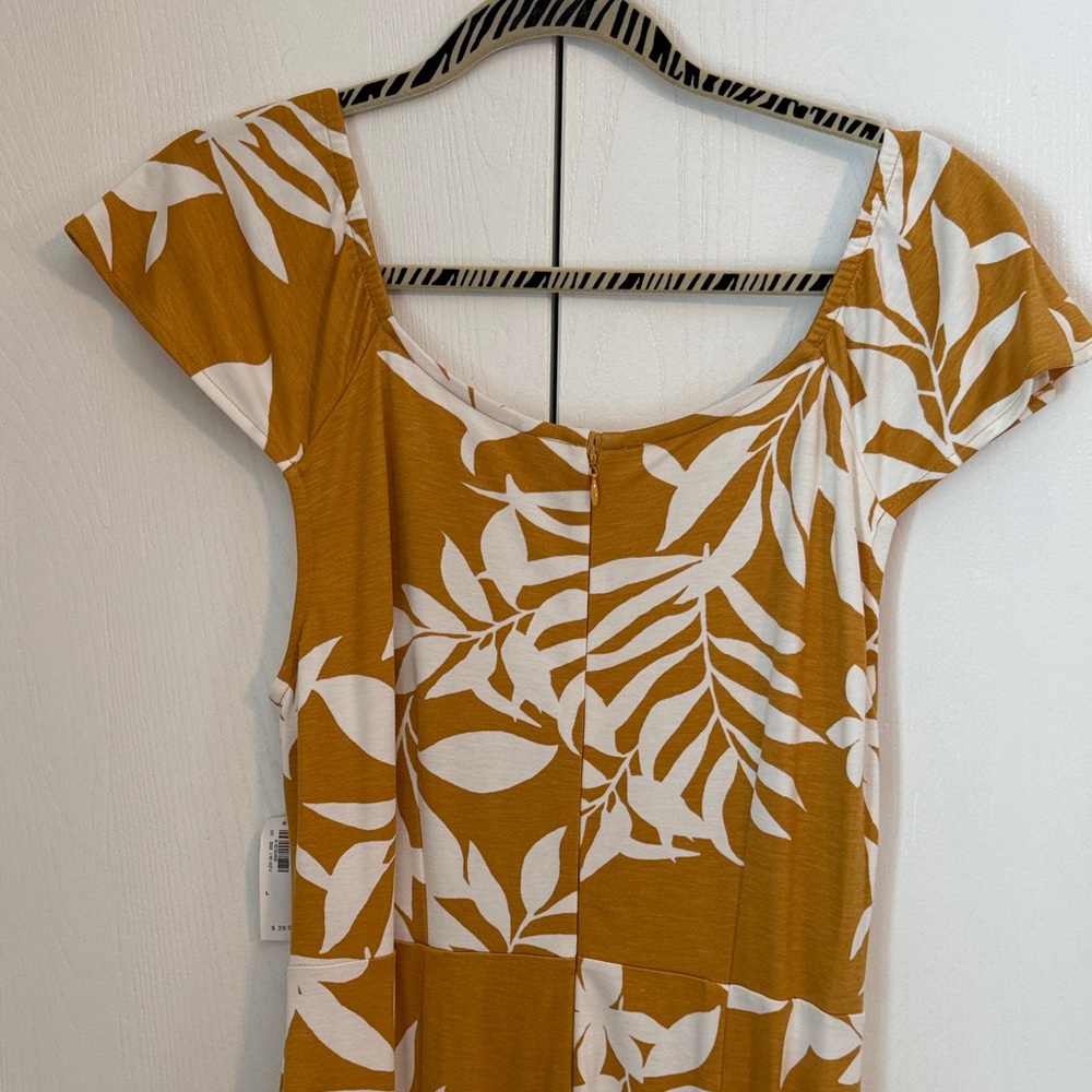 Old Navy Mustard Yellow Floral Scoop Neck Midi Dress Large NWT 2/$20 - Picture 8 of 9